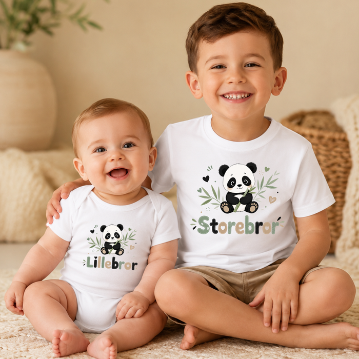 Matchende brødresett med pandadesign