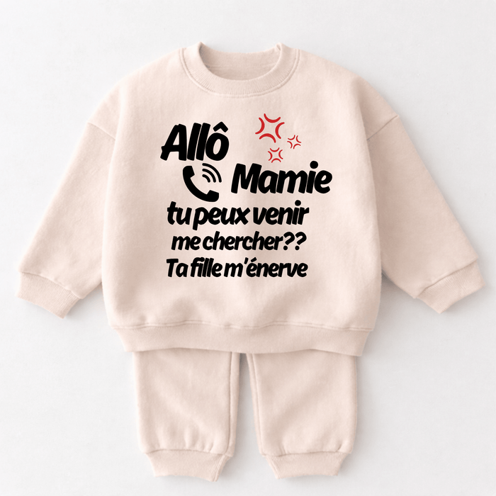 Allô Mamie tu peux venir me chercher?? Ta fille m’énerve - Märchen Mode aus Bio-Baumwolle personalisierte geschenke Babyset & Bodys mit spruch & Geschenkideen für Neugeborene & 0–24 Monate & und perfekt als Geschenk zur Geburt