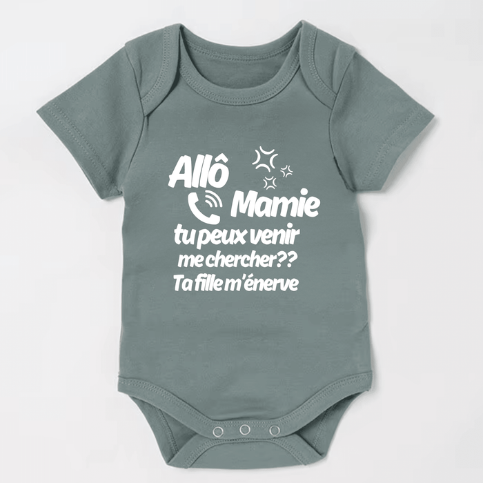 Allô Mamie tu peux venir me chercher?? Ta fille m’énerve body - Märchen Mode aus Bio-Baumwolle personalisierte geschenke Babyset & Bodys mit spruch & Geschenkideen für Neugeborene & 0–24 Monate & und perfekt als Geschenk zur Geburt