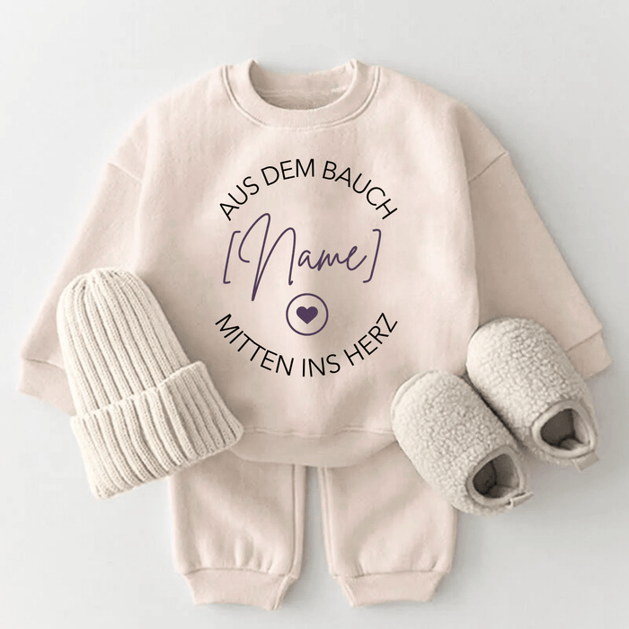 Aus dem Bauch mitten ins Herz [Name] - Märchen Mode aus Bio - Baumwolle personalisierte geschenke Babyset & Bodys mit spruch & Geschenkideen für Neugeborene & 0–24 Monate & und perfekt als Geschenk zur Geburt