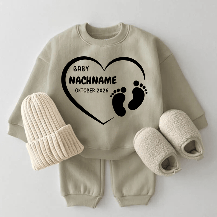 Baby Nachname mit Geburtsdatum "Herz" - Märchen Mode - 