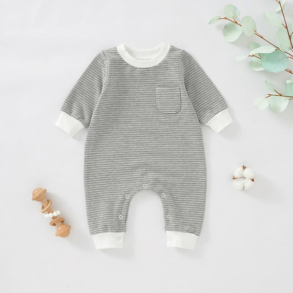 Baby Streifen Strampler Grau - Märchen Mode - 