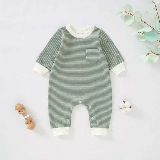 Baby Streifen Strampler Grün - Märchen Mode aus Bio - Baumwolle personalisierte geschenke Baby Outfit, Strampler & Geschenkideen für Neugeborene & 0–24 Monate & und perfekt als Geschenk zur Geburt product_