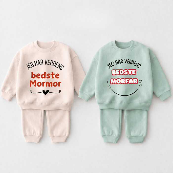 Bedste (Mormor & Morfar) 2 - delt sæt - Märchen Mode aus Bio - Baumwolle personalisierte geschenke Babyset & Bodys mit spruch & Geschenkideen für Neugeborene & 0–24 Monate & und perfekt als Geschenk zur Geburt