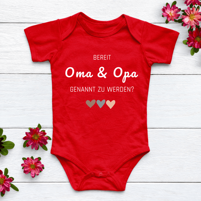 BEREIT OMA & OPA GENANNT ZU WERDEN? Rot Body - Märchen Mode aus Bio - Baumwolle personalisierte geschenke Babyset & Bodys mit spruch & Geschenkideen für Neugeborene & 0–24 Monate & und perfekt als Geschenk zur Geburt
