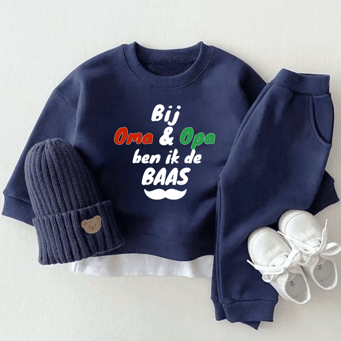 Bij Oma & Opa ben ik de baas - Märchen Mode aus Bio - Baumwolle personalisierte geschenke Babyset & Bodys mit spruch & Geschenkideen für Neugeborene & 0–24 Monate & und perfekt als Geschenk zur Geburt