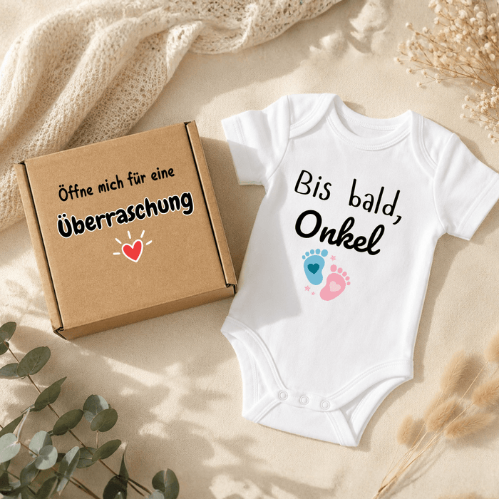 Bis bald, Onkel - Schwangerschaftsverkündung - Märchen Mode aus Bio - Baumwolle personalisierte geschenke Babyset & Bodys mit spruch & Geschenkideen für Neugeborene & 0–24 Monate & und perfekt als Geschenk zur Geburt