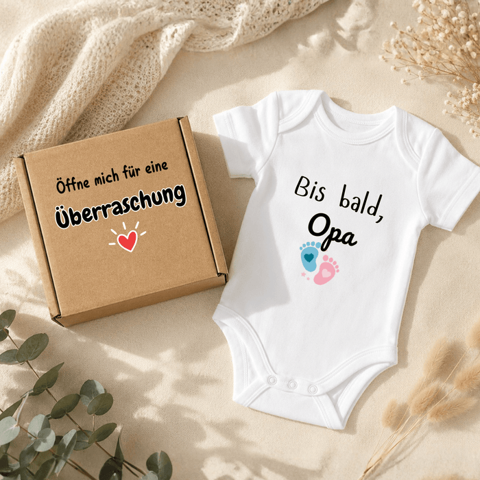 bis bald, Opa - Schwangerschaftsverkündung - Märchen Mode aus Bio - Baumwolle personalisierte geschenke Babyset & Bodys mit spruch & Geschenkideen für Neugeborene & 0–24 Monate & und perfekt als Geschenk zur Geburt