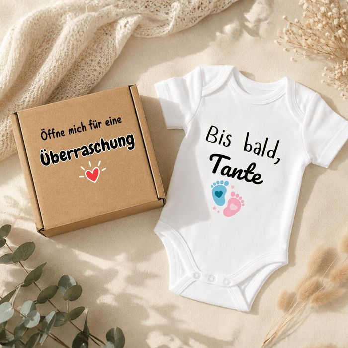 Bis bald Tante - Schwangerschaftsverkündung - Märchen Mode aus Bio - Baumwolle personalisierte geschenke Babyset & Bodys mit spruch & Geschenkideen für Neugeborene & 0–24 Monate & und perfekt als Geschenk zur Geburt
