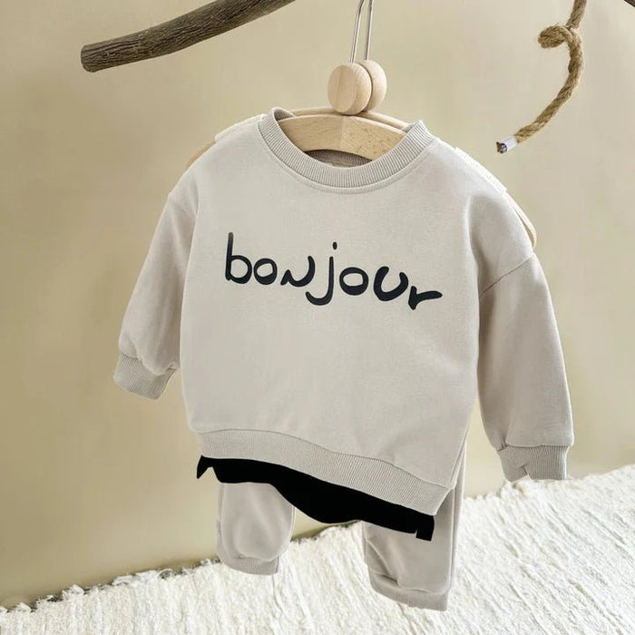 Bonjour - Trainingsanzug - Set - Märchen Mode aus Bio - Baumwolle personalisierte geschenke Babyset & Bodys mit spruch & Geschenkideen für Neugeborene & 0–24 Monate & und perfekt als Geschenk zur Geburt