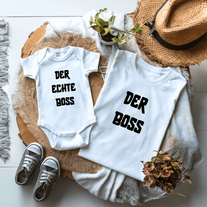Der echte boss - Matching - Märchen Mode aus Bio - Baumwolle personalisierte geschenke Babyset & Bodys mit spruch & Geschenkideen für Neugeborene & 0–24 Monate & und perfekt als Geschenk zur Geburt