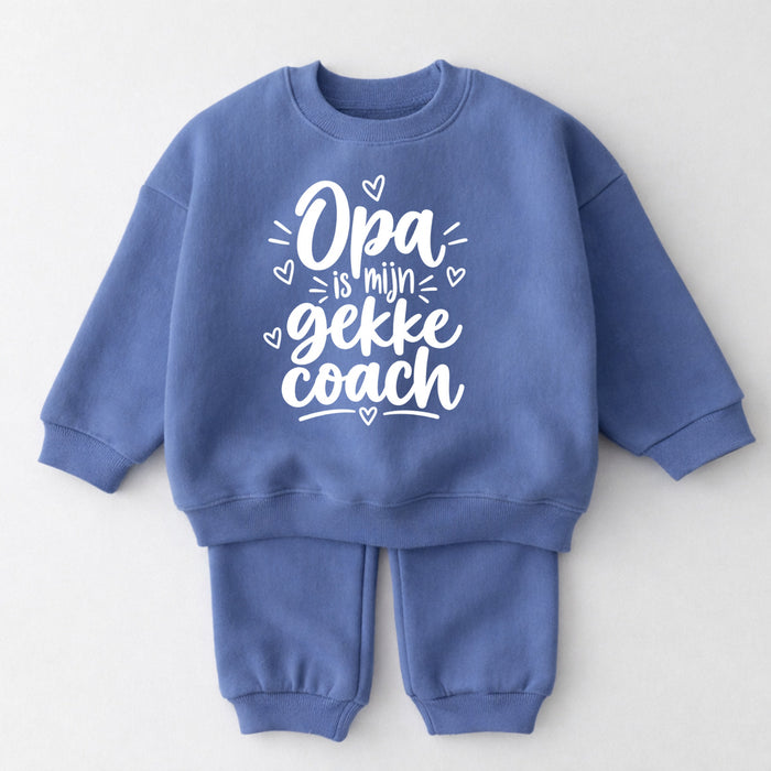 Opa is mijn gekke coach babyset in Blauw