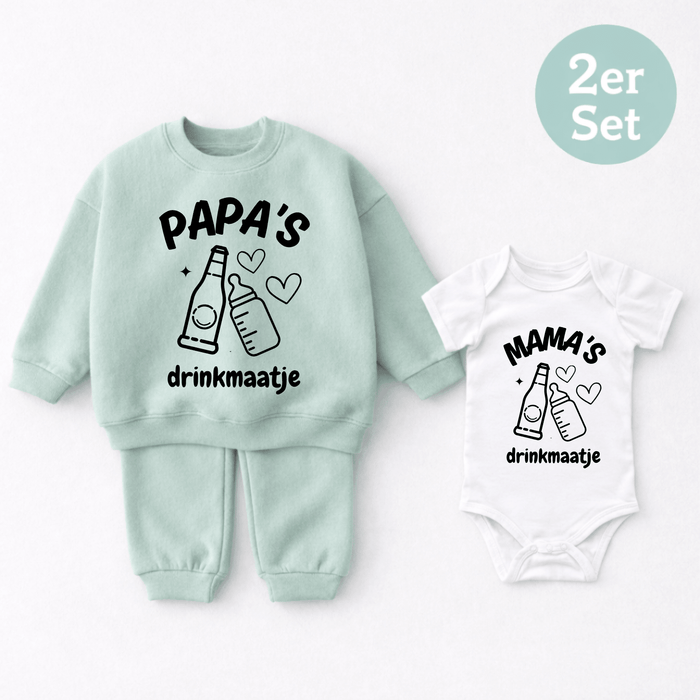 drinkmaatje 2er set - Märchen Mode aus Bio - Baumwolle personalisierte geschenke Babyset & Bodys mit spruch & Geschenkideen für Neugeborene & 0–24 Monate & und perfekt als Geschenk zur Geburt