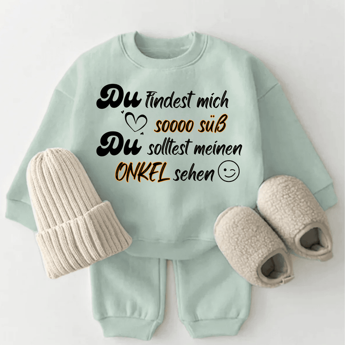 Du findest mich Soooo süß. Du solltest meinen ONKEL sehen - Märchen Mode aus Bio - Baumwolle personalisierte geschenke Babyset & Bodys mit spruch & Geschenkideen für Neugeborene & 0–24 Monate & und perfekt als Geschenk zur Geburt