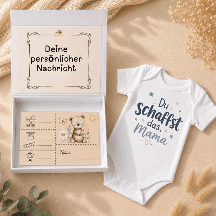 Du Schaft das, mama! - Personalisierte Baby Geschenkbox - Märchen Mode aus Bio - Baumwolle personalisierte geschenke Babyset & Bodys mit spruch & Geschenkideen für Neugeborene & 0–24 Monate & und perfekt als Geschenk zur Geburt