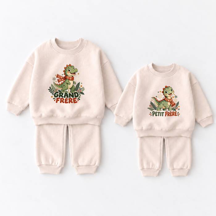 Sweats assortis beige Grand frère et Petit frère