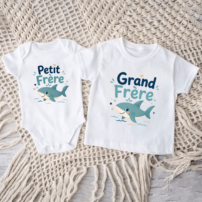 Duo Frères Requin - Märchen Mode aus Bio-Baumwolle personalisierte geschenke Babyset & Bodys mit spruch & Geschenkideen für Neugeborene & 0–24 Monate & und perfekt als Geschenk zur Geburt