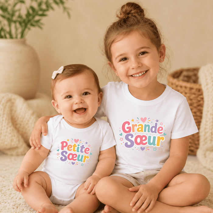 Duo Sœurs Arc-en-ciel - Märchen Mode aus Bio-Baumwolle personalisierte geschenke Babyset & Bodys mit spruch & Geschenkideen für Neugeborene & 0–24 Monate & und perfekt als Geschenk zur Geburt
