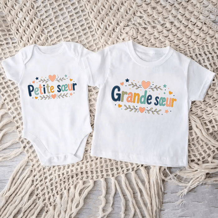 Duo Sœurs Fleuries - Märchen Mode aus Bio-Baumwolle personalisierte geschenke Babyset & Bodys mit spruch & Geschenkideen für Neugeborene & 0–24 Monate & und perfekt als Geschenk zur Geburt