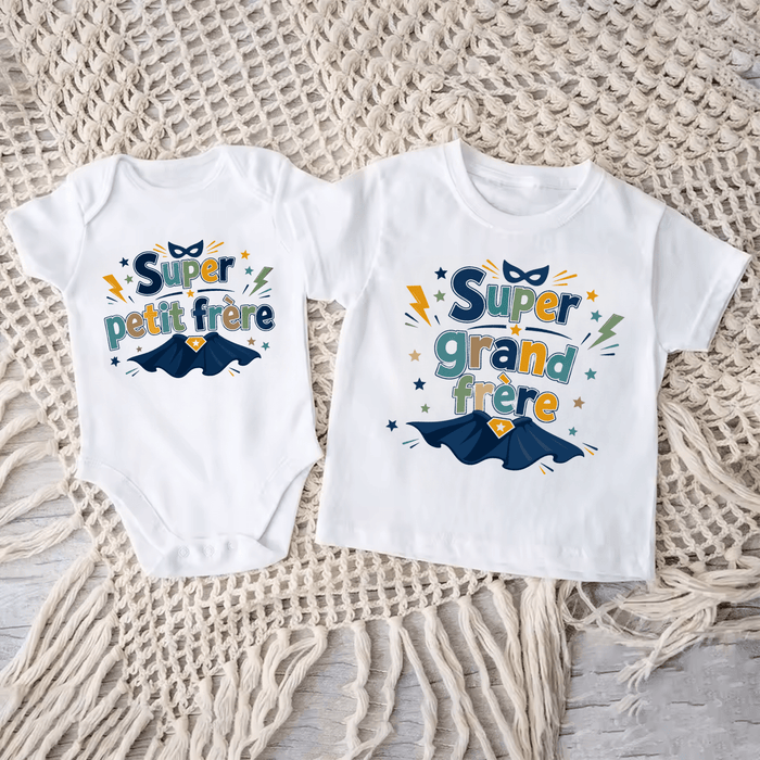 Duo Super Frères - Märchen Mode aus Bio-Baumwolle personalisierte geschenke Babyset & Bodys mit spruch & Geschenkideen für Neugeborene & 0–24 Monate & und perfekt als Geschenk zur Geburt