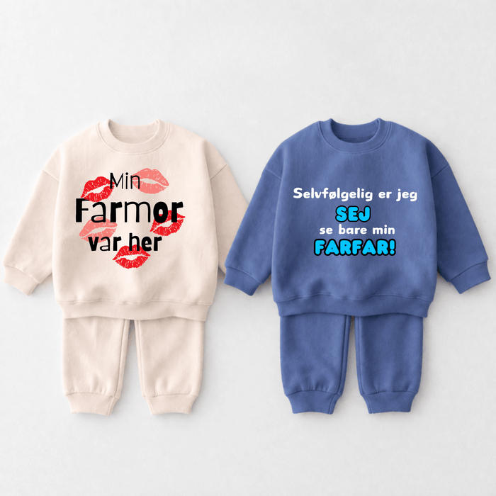 (Farmor & Farfar) Love 2 - delt sæt - Märchen Mode aus Bio - Baumwolle personalisierte geschenke Babyset & Bodys mit spruch & Geschenkideen für Neugeborene & 0–24 Monate & und perfekt als Geschenk zur Geburt