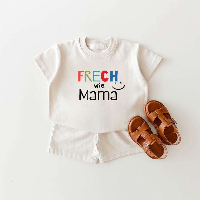 Frech wie mama short set - Märchen Mode aus Bio - Baumwolle personalisierte geschenke Babyset & Bodys mit spruch & Geschenkideen für Neugeborene & 0–24 Monate & und perfekt als Geschenk zur Geburt