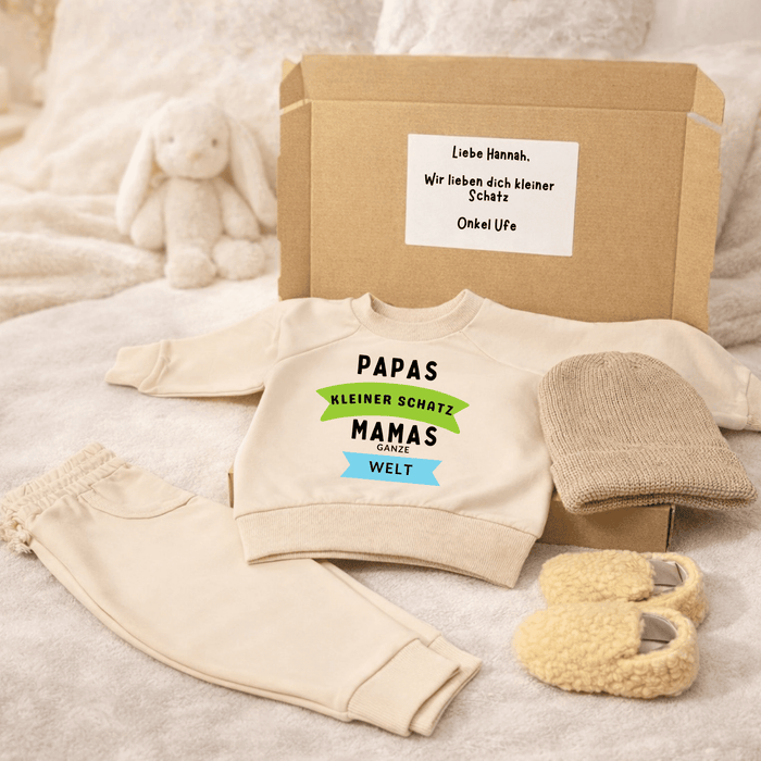 Ganz welt - Geschenkbox - Märchen Mode aus Bio - Baumwolle personalisierte geschenke Babyset & Bodys mit spruch & Geschenkideen für Neugeborene & 0–24 Monate & und perfekt als Geschenk zur Geburt