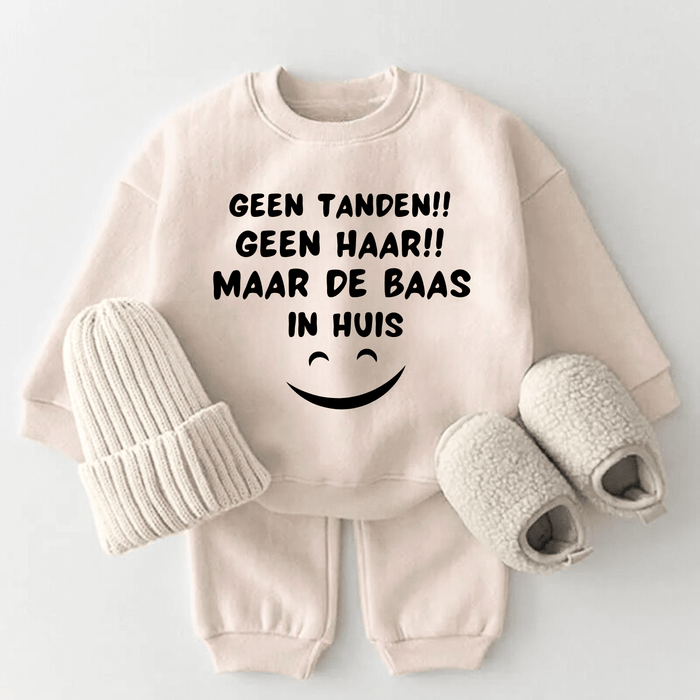 Geen tanden!! geen haar!! maar de baas in huis - Märchen Mode aus Bio - Baumwolle personalisierte geschenke Babyset & Bodys mit spruch & Geschenkideen für Neugeborene & 0–24 Monate & und perfekt als Geschenk zur Geburt