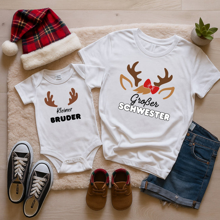 Geschwister-Matching-Set – Große Schwester & kleiner Bruder - Märchen Mode aus Bio-Baumwolle personalisierte geschenke Babyset & Bodys mit spruch & Geschenkideen für Neugeborene & 0–24 Monate & und perfekt als Geschenk zur Geburt