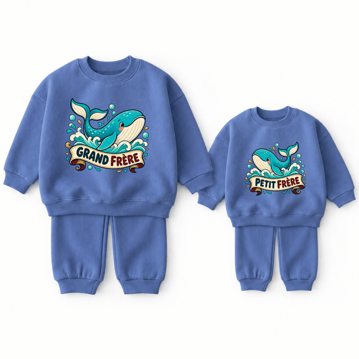 Grand frère & Petit frère – Baleine Outfit - Märchen Mode aus Bio-Baumwolle personalisierte geschenke Babyset & Bodys mit spruch & Geschenkideen für Neugeborene & 0–24 Monate & und perfekt als Geschenk zur Geburt