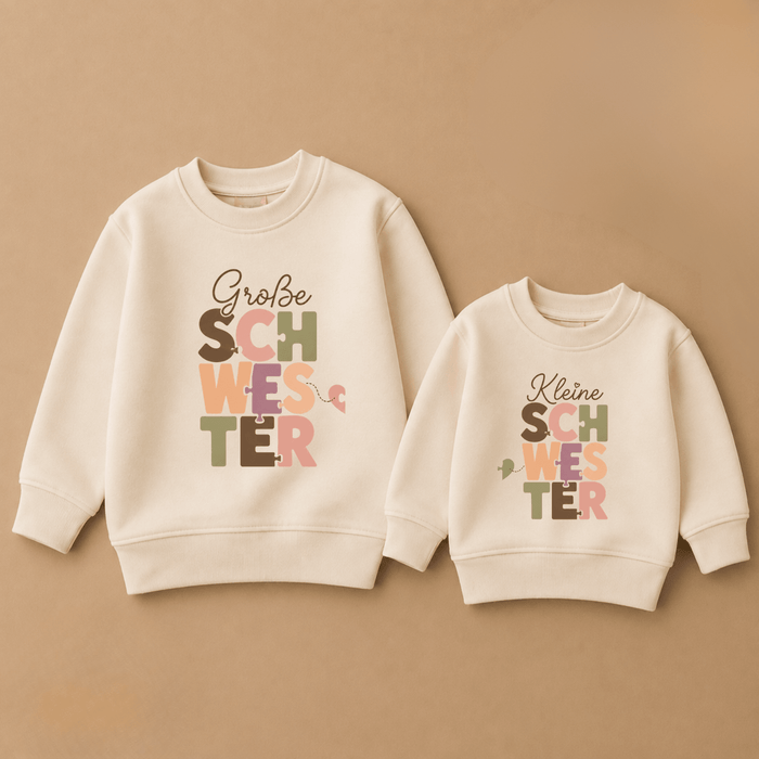 Große Schwester & Kleine Schwester Puzzle Geschwister Sweatshirts - Märchen Mode aus Bio-Baumwolle personalisierte geschenke Babyset & Bodys mit spruch & Geschenkideen für Neugeborene & 0–24 Monate & und perfekt als Geschenk zur Geburt