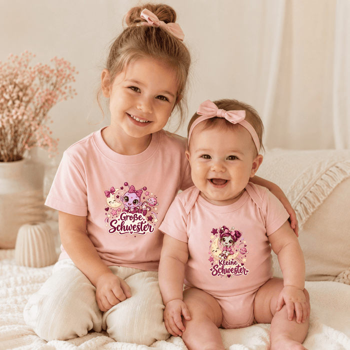 Große Schwester & Kleine Schwester Weltraum-Freundinnen Matching Set - Märchen Mode aus Bio-Baumwolle personalisierte geschenke Babyset & Bodys mit spruch & Geschenkideen für Neugeborene & 0–24 Monate & und perfekt als Geschenk zur Geburt