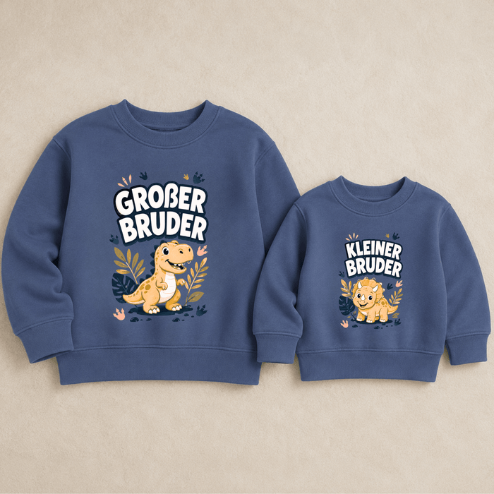 Großer Bruder & Kleiner Bruder Dino Sweatshirts - Märchen Mode aus Bio-Baumwolle personalisierte geschenke Babyset & Bodys mit spruch & Geschenkideen für Neugeborene & 0–24 Monate & und perfekt als Geschenk zur Geburt
