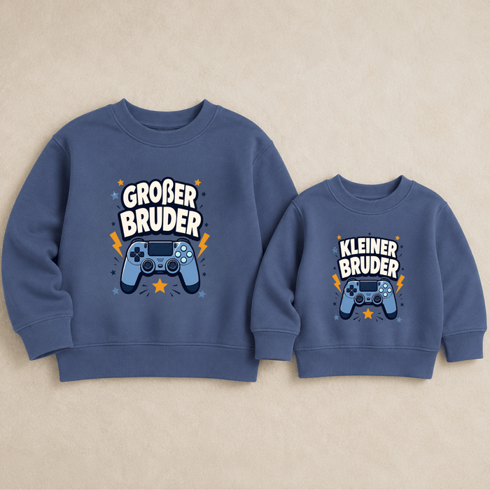 Großer Bruder & Kleiner Bruder Gaming Sweatshirts - Märchen Mode aus Bio-Baumwolle personalisierte geschenke Babyset & Bodys mit spruch & Geschenkideen für Neugeborene & 0–24 Monate & und perfekt als Geschenk zur Geburt