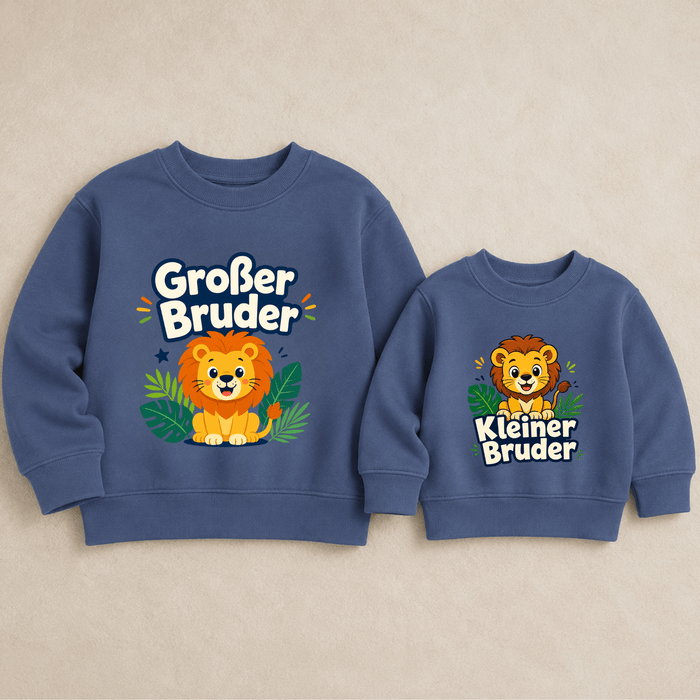 Großer Bruder & Kleiner Bruder Löwen Sweatshirts - Märchen Mode aus Bio-Baumwolle personalisierte geschenke Babyset & Bodys mit spruch & Geschenkideen für Neugeborene & 0–24 Monate & und perfekt als Geschenk zur Geburt