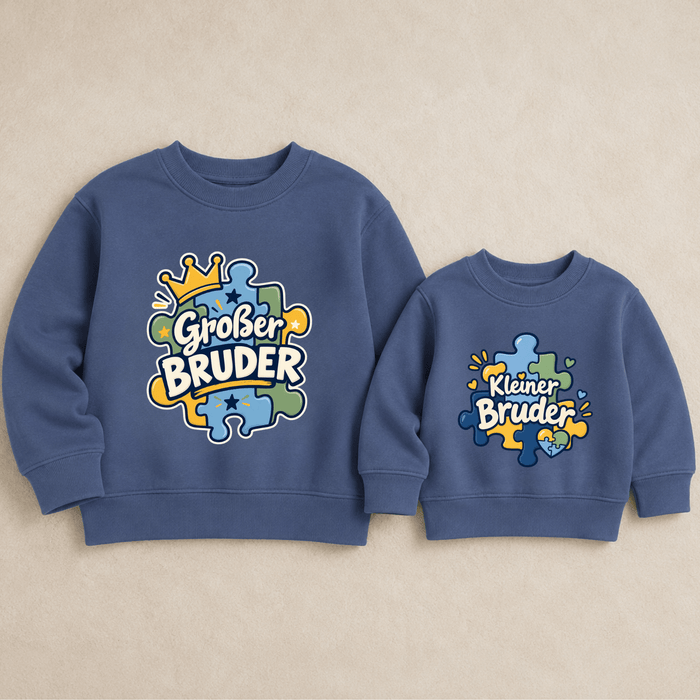 Großer Bruder & Kleiner Bruder Puzzle Krone Sweatshirts - Märchen Mode aus Bio-Baumwolle personalisierte geschenke Babyset & Bodys mit spruch & Geschenkideen für Neugeborene & 0–24 Monate & und perfekt als Geschenk zur Geburt