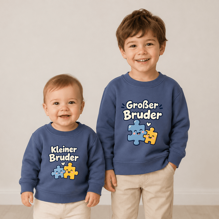 Großer Bruder & Kleiner Bruder Puzzle Sweatshirts - Märchen Mode aus Bio-Baumwolle personalisierte geschenke Babyset & Bodys mit spruch & Geschenkideen für Neugeborene & 0–24 Monate & und perfekt als Geschenk zur Geburt