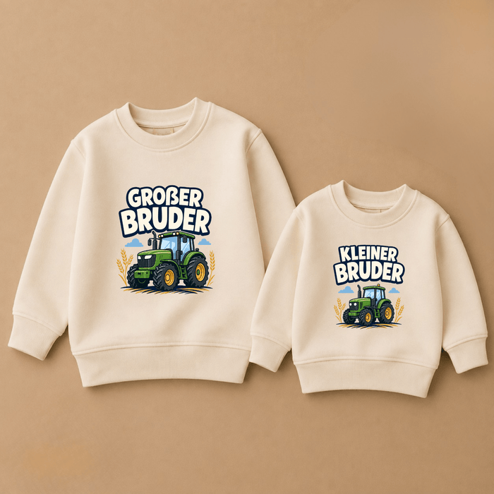 Großer Bruder & Kleiner Bruder Traktor Sweatshirts - Märchen Mode aus Bio-Baumwolle personalisierte geschenke Babyset & Bodys mit spruch & Geschenkideen für Neugeborene & 0–24 Monate & und perfekt als Geschenk zur Geburt