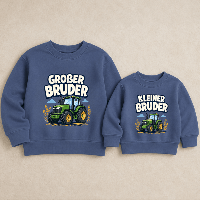 Großer Bruder & Kleiner Bruder Traktor Sweatshirts - Märchen Mode aus Bio-Baumwolle personalisierte geschenke Babyset & Bodys mit spruch & Geschenkideen für Neugeborene & 0–24 Monate & und perfekt als Geschenk zur Geburt