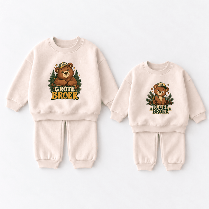 Grote broer & kleine broer – Beer Outfit - Märchen Mode aus Bio-Baumwolle personalisierte geschenke Babyset & Bodys mit spruch & Geschenkideen für Neugeborene & 0–24 Monate & und perfekt als Geschenk zur Geburt