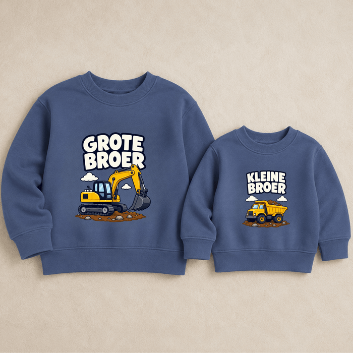Grote broer & kleine broer bouwvoertuigen sweaters - Märchen Mode aus Bio-Baumwolle personalisierte geschenke Babyset & Bodys mit spruch & Geschenkideen für Neugeborene & 0–24 Monate & und perfekt als Geschenk zur Geburt