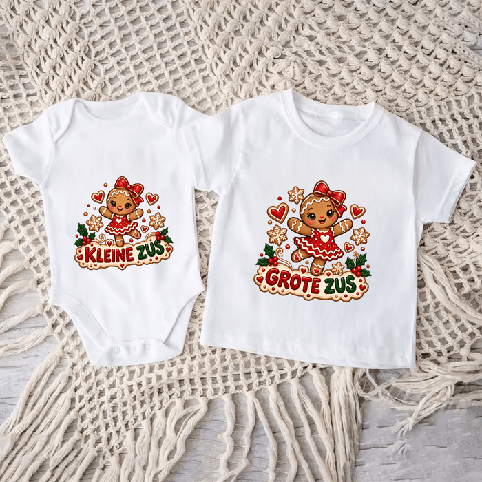 Grote zus & kleine zus kersttruien – Peperkoekmeisje II - Märchen Mode aus Bio-Baumwolle personalisierte geschenke Babyset & Bodys mit spruch & Geschenkideen für Neugeborene & 0–24 Monate & und perfekt als Geschenk zur Geburt