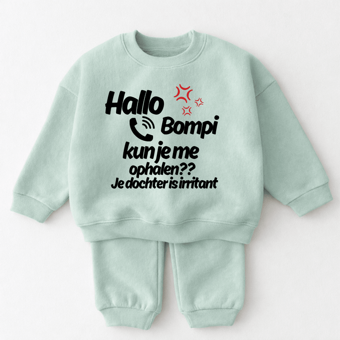 Hallo Bompi (gepersonaliseerd) kun je me ophalen?? Je dochter is irritant - Märchen Mode aus Bio - Baumwolle personalisierte geschenke Babyset & Bodys mit spruch & Geschenkideen für Neugeborene & 0–24 Monate & und perfekt als Geschenk zur Geburt