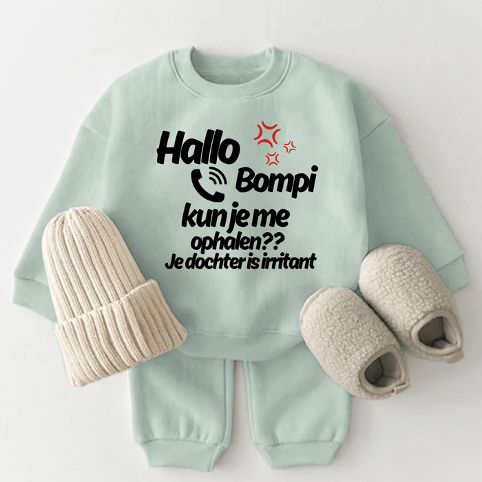 Hallo Bompi (gepersonaliseerd) kun je me ophalen?? Je dochter is irritant - Märchen Mode aus Bio - Baumwolle personalisierte geschenke Babyset & Bodys mit spruch & Geschenkideen für Neugeborene & 0–24 Monate & und perfekt als Geschenk zur Geburt