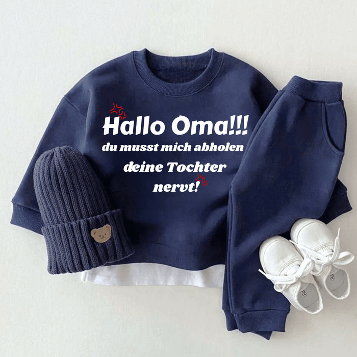Hallo Oma! du musst mich abholen deine Tochter nervt! - Märchen Mode aus Bio - Baumwolle personalisierte geschenke Babyset & Bodys mit spruch & Geschenkideen für Neugeborene & 0–24 Monate & und perfekt als Geschenk zur Geburt