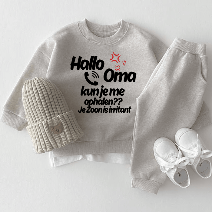 Hallo Oma kun je me ophalen?? Je Zoon is irritant - Märchen Mode aus Bio - Baumwolle personalisierte geschenke Babyset & Bodys mit spruch & Geschenkideen für Neugeborene & 0–24 Monate & und perfekt als Geschenk zur Geburt