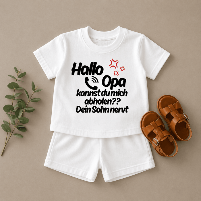 Hallo Opa kannst du mich abholen?? Dein Sohn nervt short set - Märchen Mode aus Bio-Baumwolle personalisierte geschenke Babyset & Bodys mit spruch & Geschenkideen für Neugeborene & 0–24 Monate & und perfekt als Geschenk zur Geburt