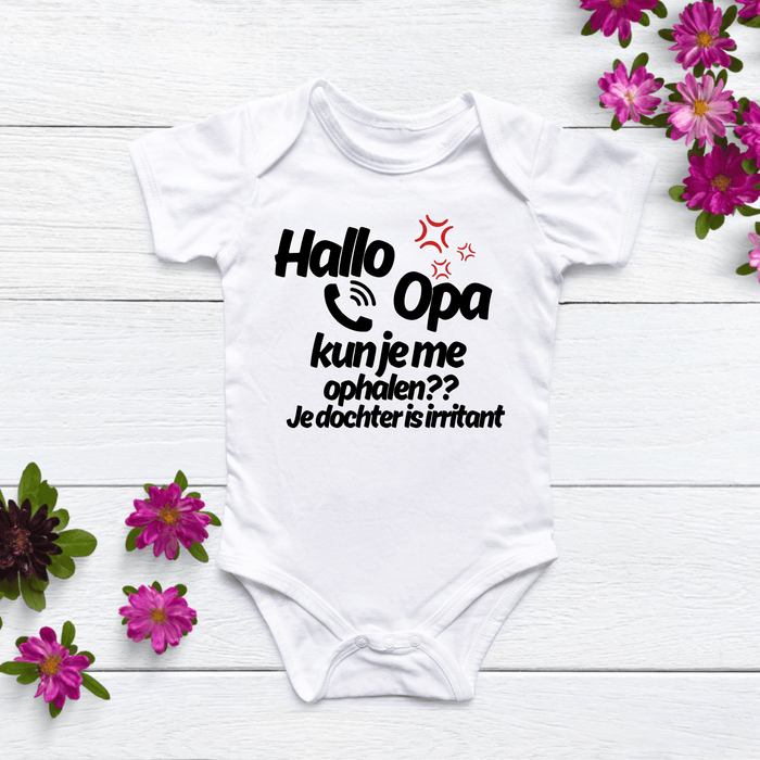 Hallo Opa kun je me ophalen?? Je dochter is irritant Body - Märchen Mode aus Bio - Baumwolle personalisierte geschenke Babyset & Bodys mit spruch & Geschenkideen für Neugeborene & 0–24 Monate & und perfekt als Geschenk zur Geburt