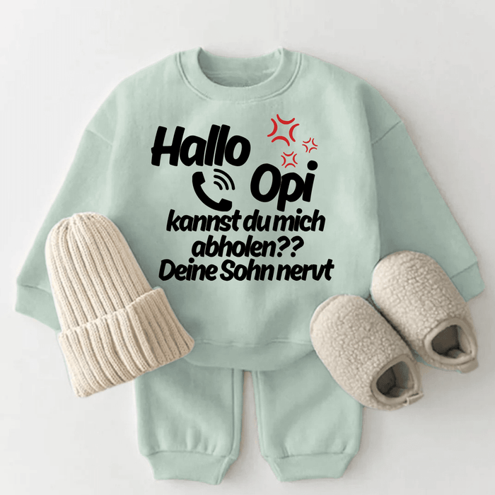 Hallo ((OPI)), Deine SOHN nervt - Märchen Mode aus Bio - Baumwolle personalisierte geschenke Babyset & Bodys mit spruch & Geschenkideen für Neugeborene & 0–24 Monate & und perfekt als Geschenk zur Geburt