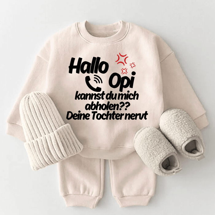Hallo ((Opi)) kannst du mich abholen?? Deine Tochter nervt - Märchen Mode aus Bio - Baumwolle personalisierte geschenke Babyset & Bodys mit spruch & Geschenkideen für Neugeborene & 0–24 Monate & und perfekt als Geschenk zur Geburt